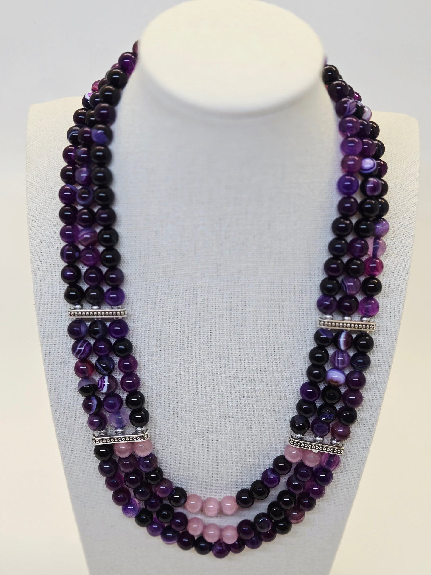 Elegant Multi-Layer Agate Necklace & Bracelet Set