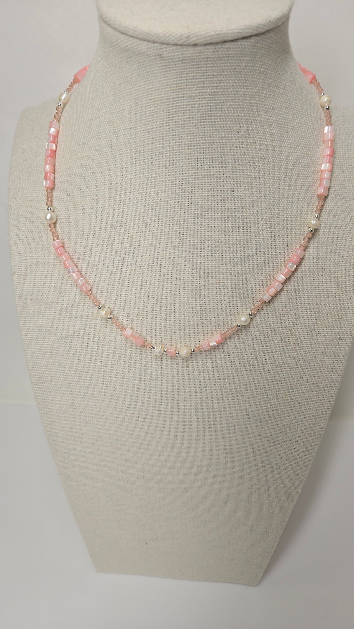 Blush Shell Pearl Necklace with luminous blush shell pearls, view 3
