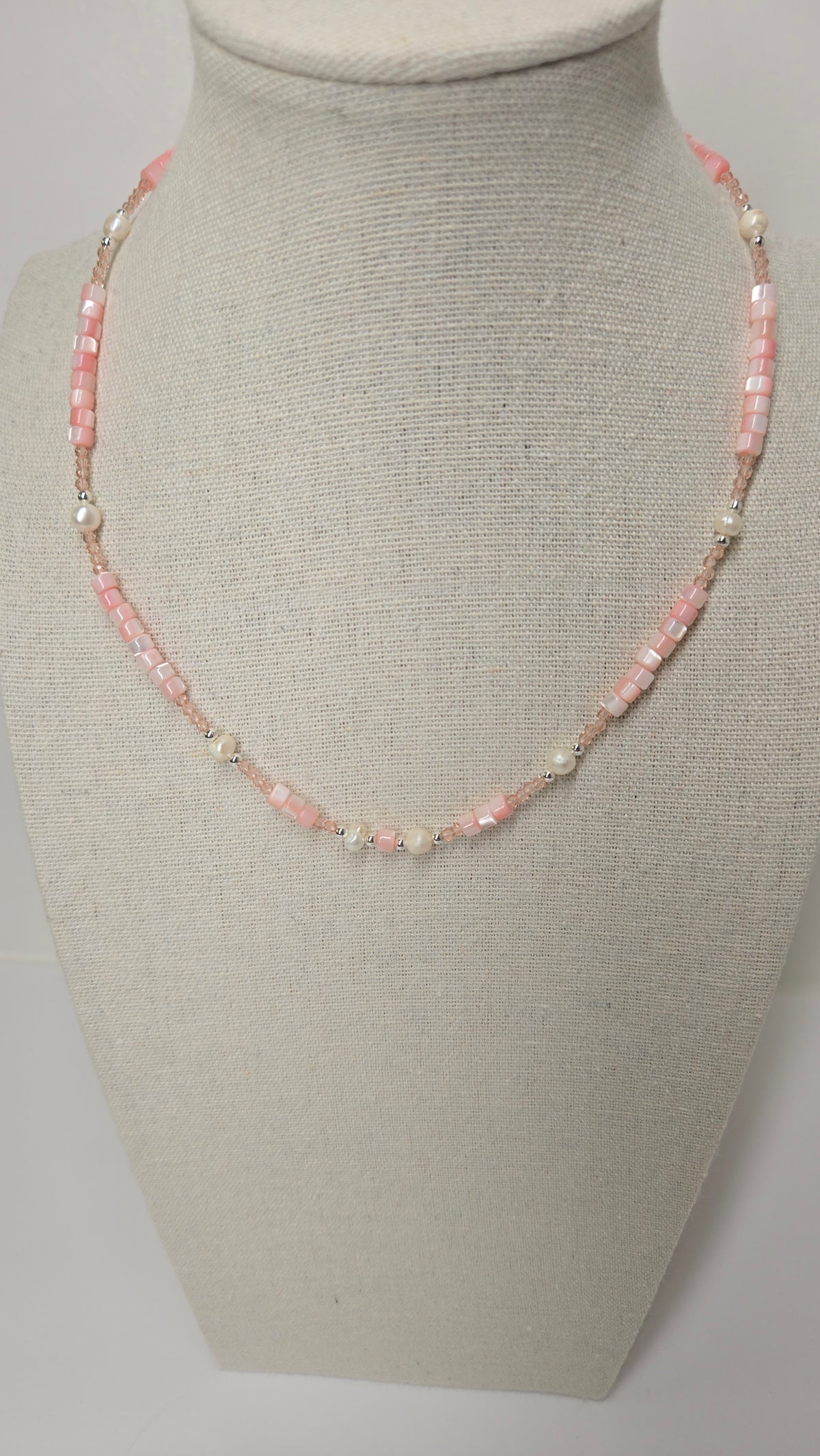 Blush Shell Pearl Necklace with luminous blush shell pearls, view 4