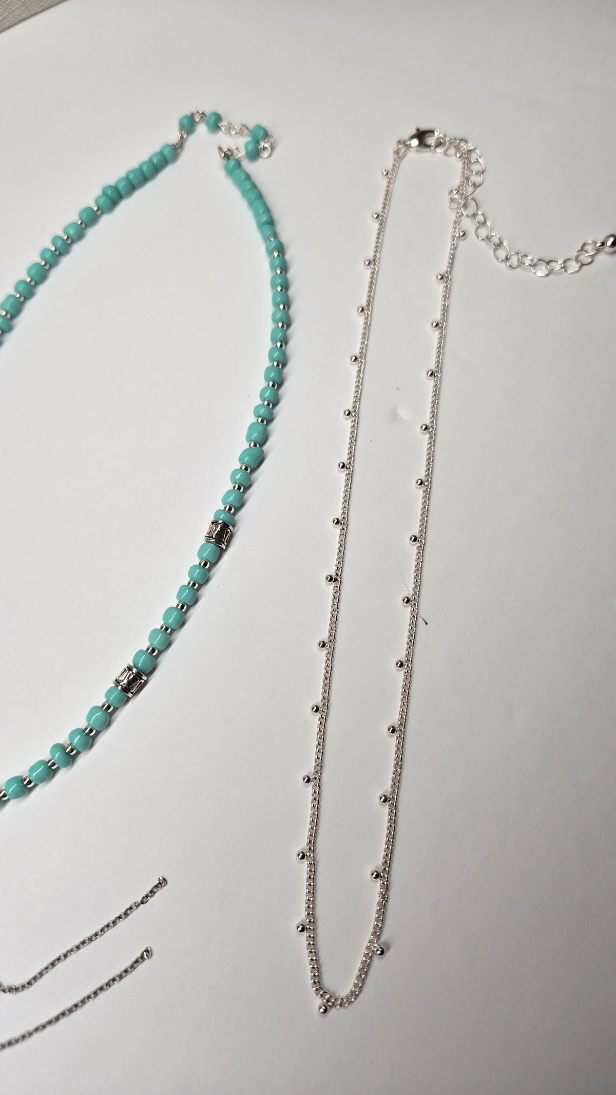 Silver Breeze Duo Set two-layer necklace with turquoise beads and silver chain, view 7