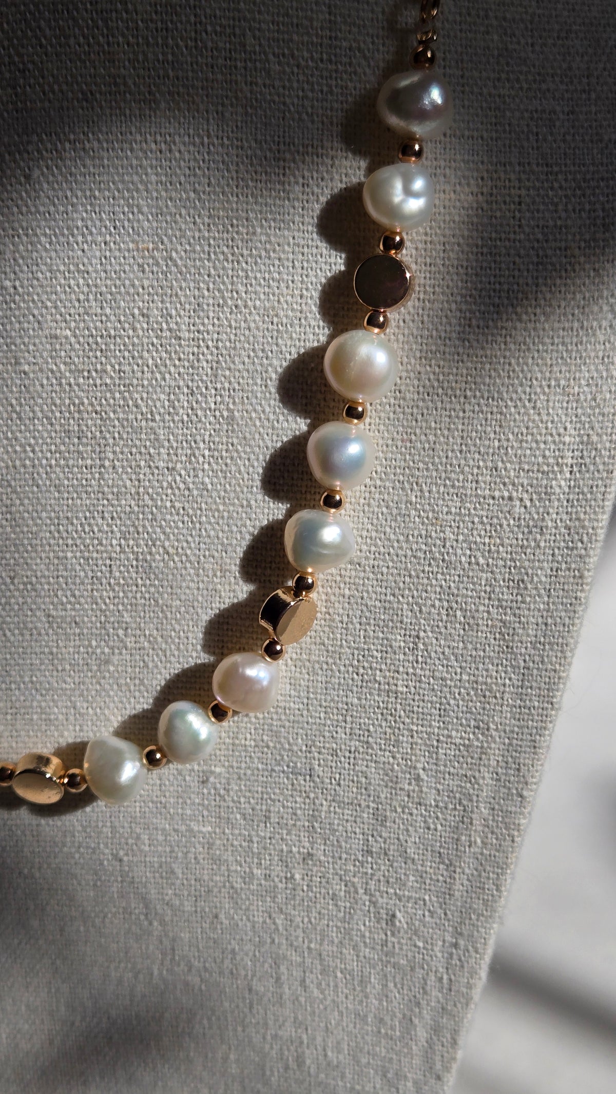 Touch of Elegance Necklace with pearls and gold-tone accents, view 3