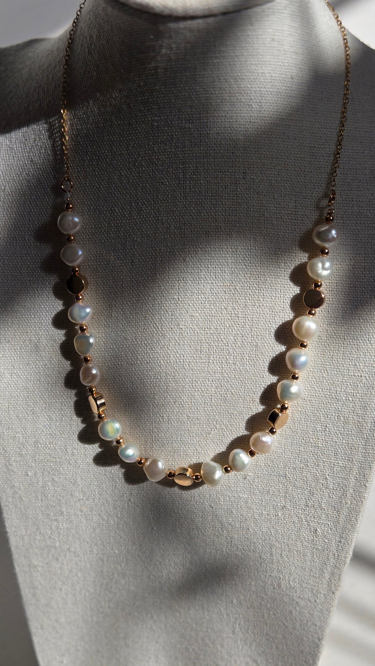Touch of Elegance Necklace with pearls and gold-tone accents, view 4