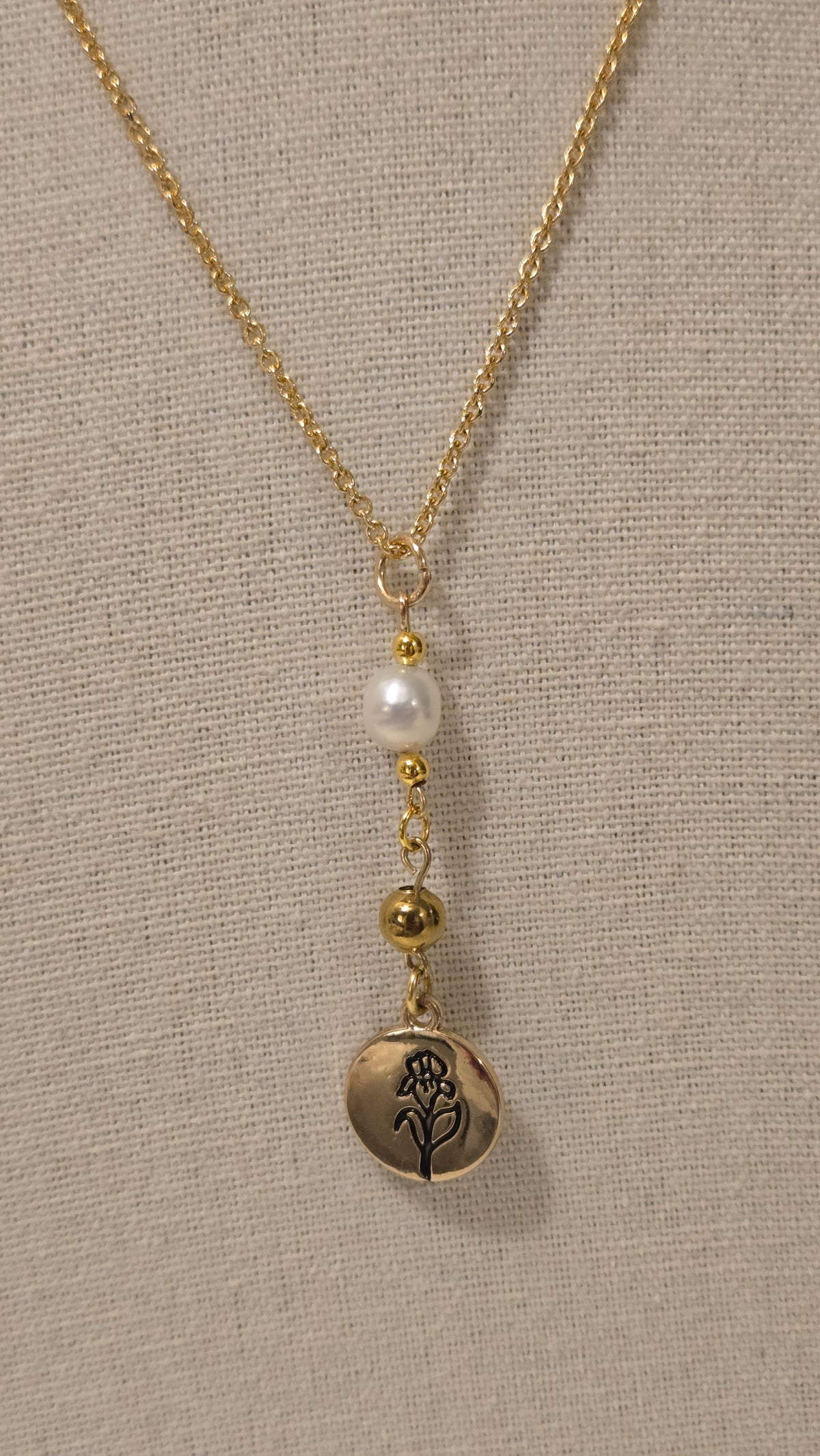 Golden Bloom Necklace, gold-plated with an intricate floral design, view 2