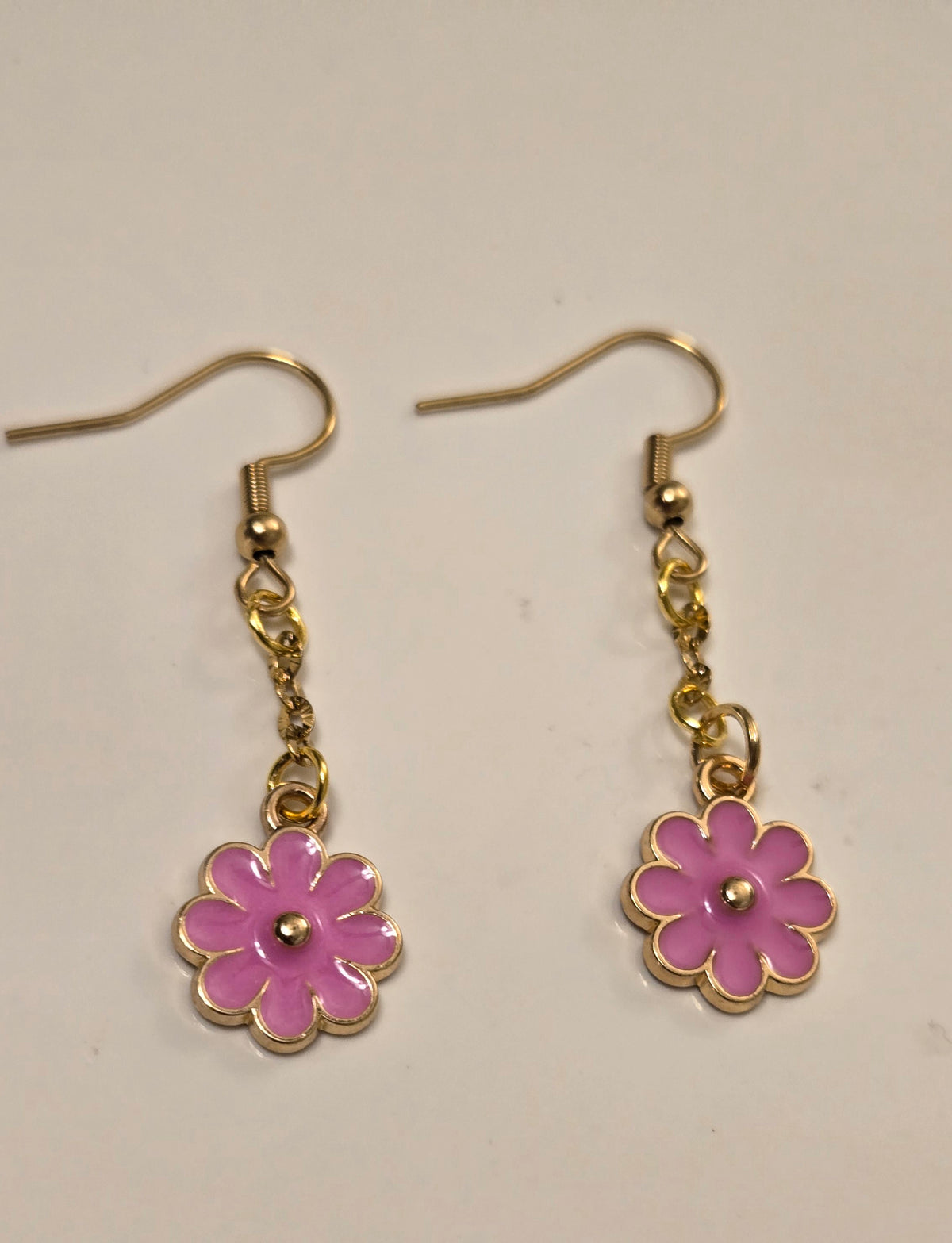 Pink Blossom Earrings with pink floral designs, view 2