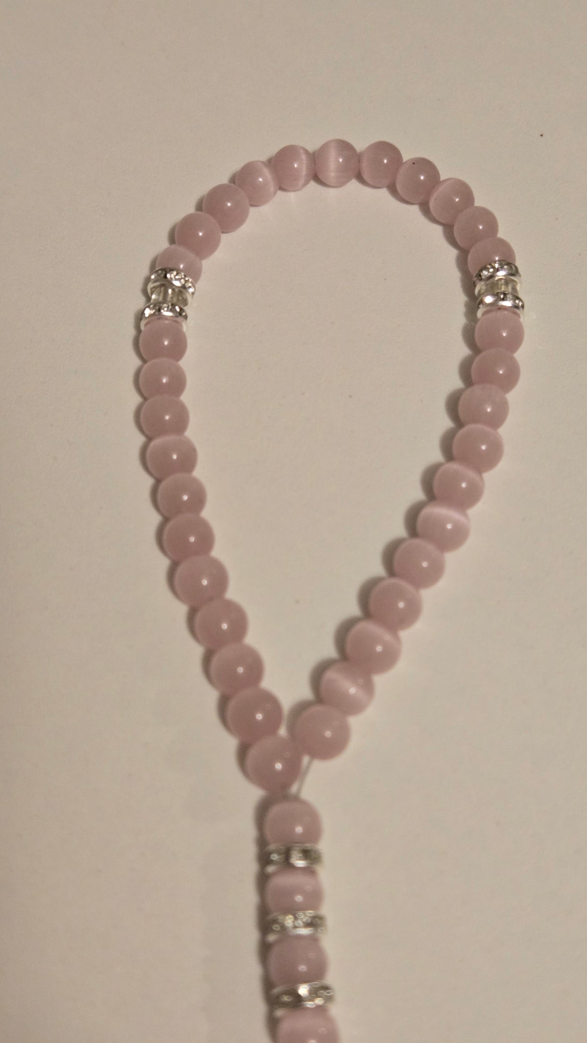 Blush Serenity Tasbih with blush pink beads, silver-tone accents and a tassel, view 6