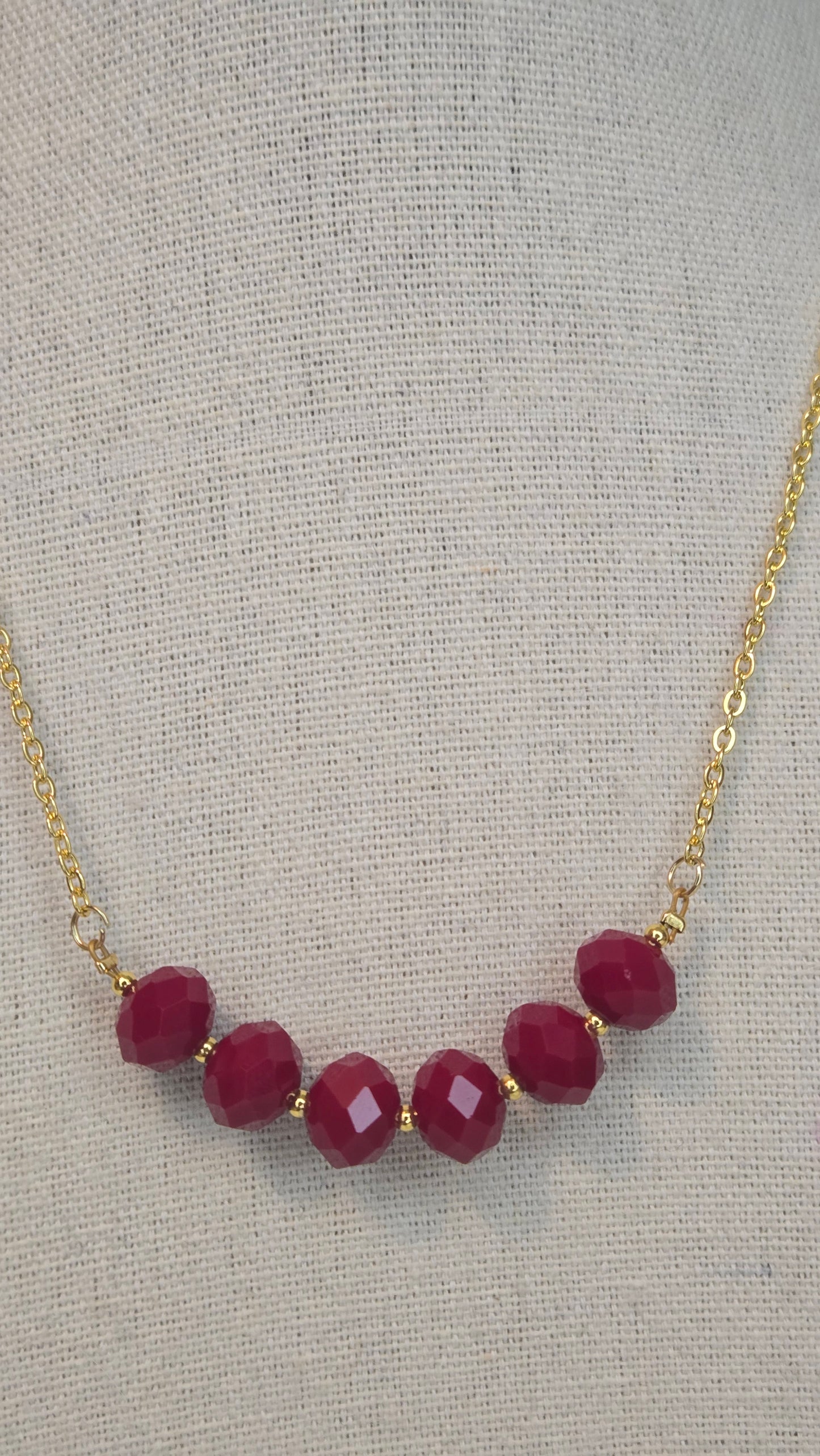 Ruby Crystal Chain Necklace