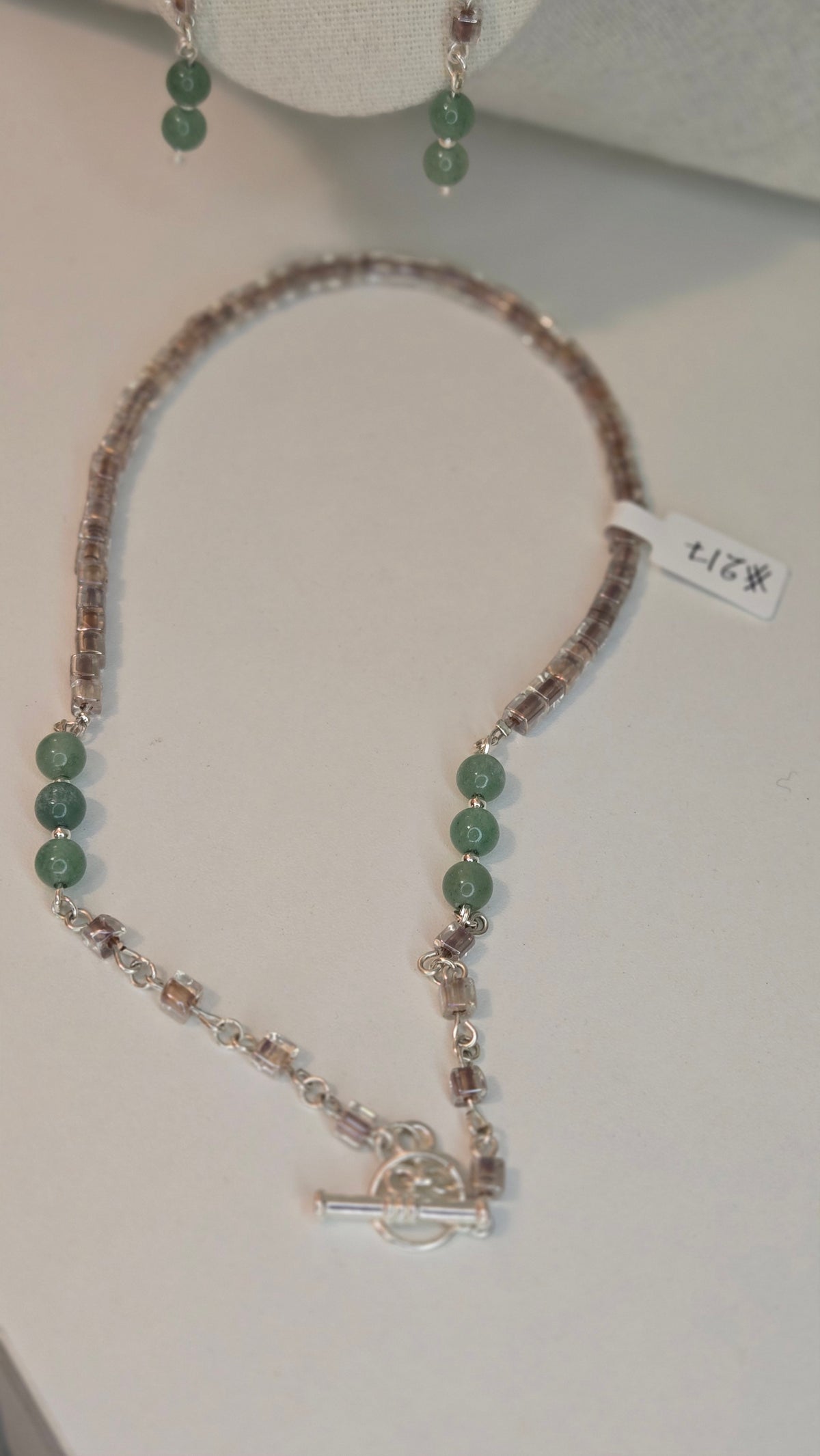 Emerald Whisper Green Beaded Jewelry with green beads and metallic chain details, view 6