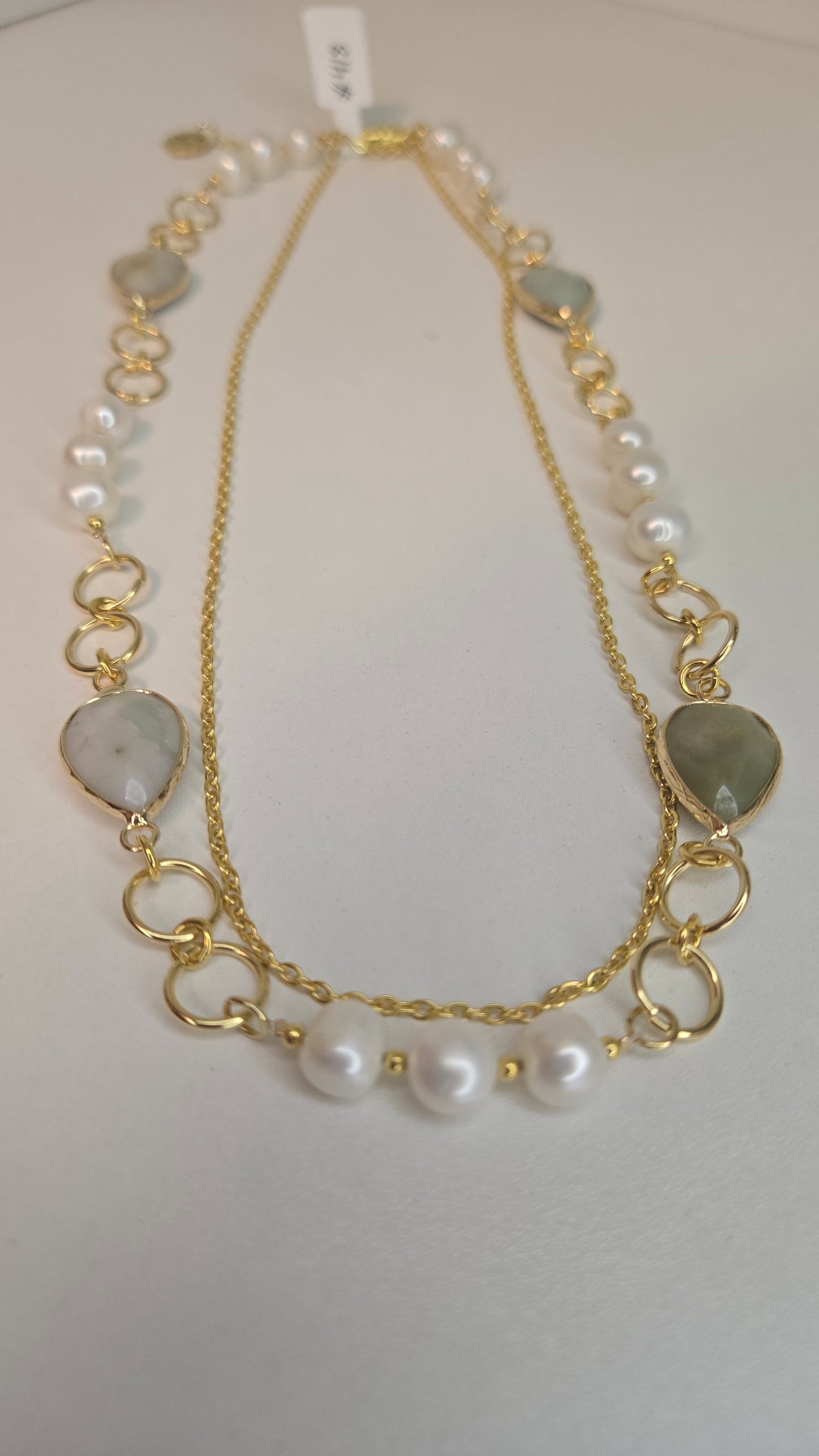 Pearl Agate Necklace featuring polished agate and pearl details