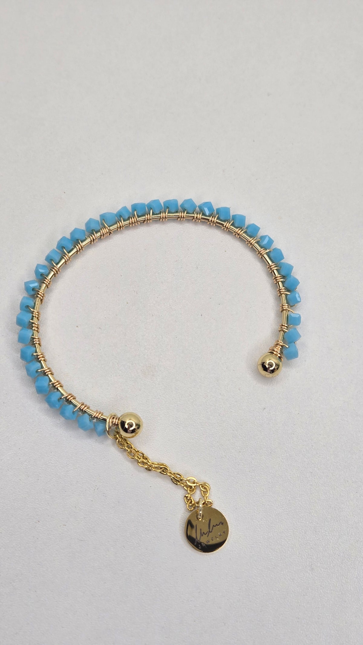 Aura Beaded Bracelet Collection, open cuff bracelets wrapped in colored beads, view 25
