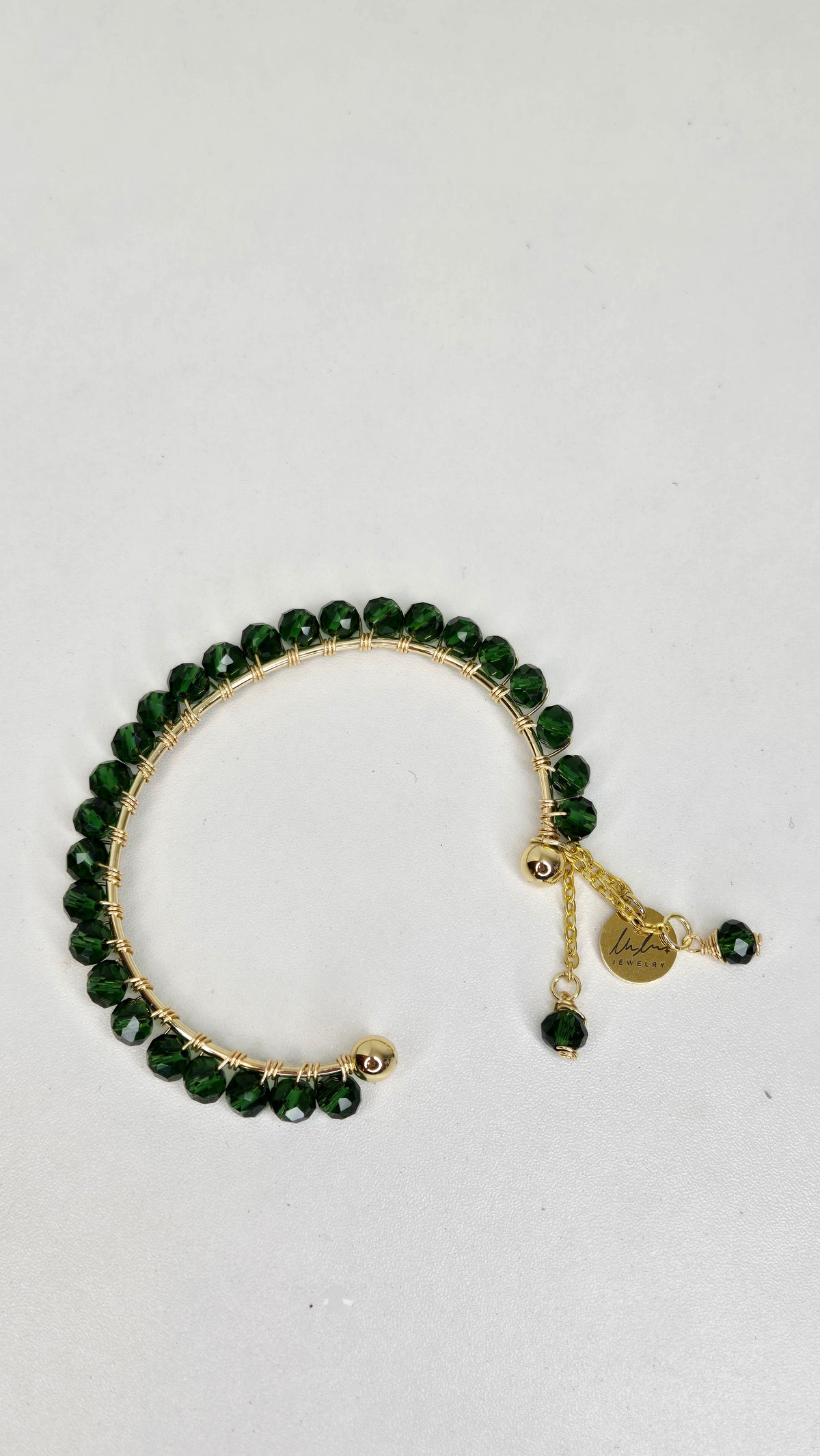 Emerald Glow Cuff & Emerald Luxe Bracelet, gold-tone with crystal-studded floral charms, view 3