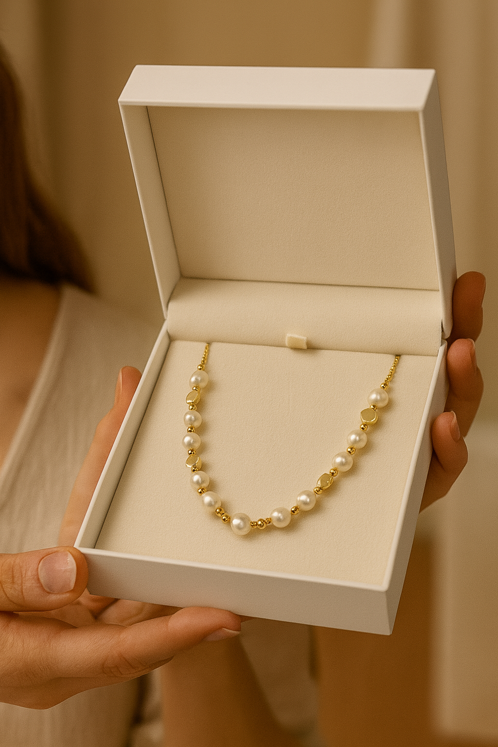 Touch of Elegance Necklace with pearls and gold-tone accents