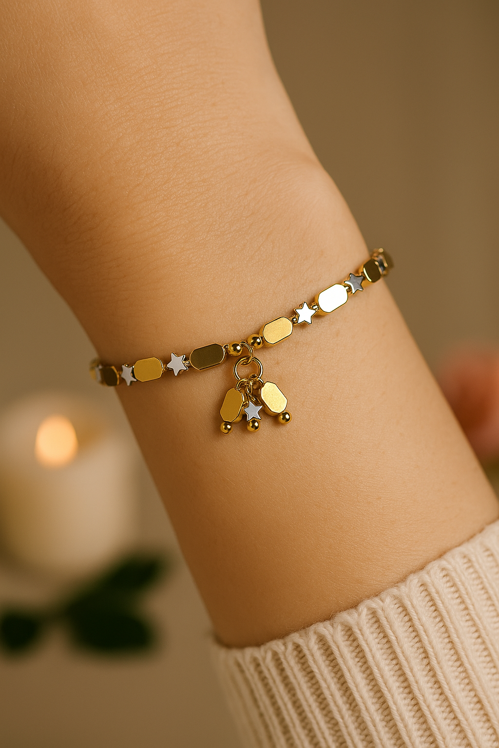 Star Whisper Bracelet in gold-tone and silver-tone with tiny stars