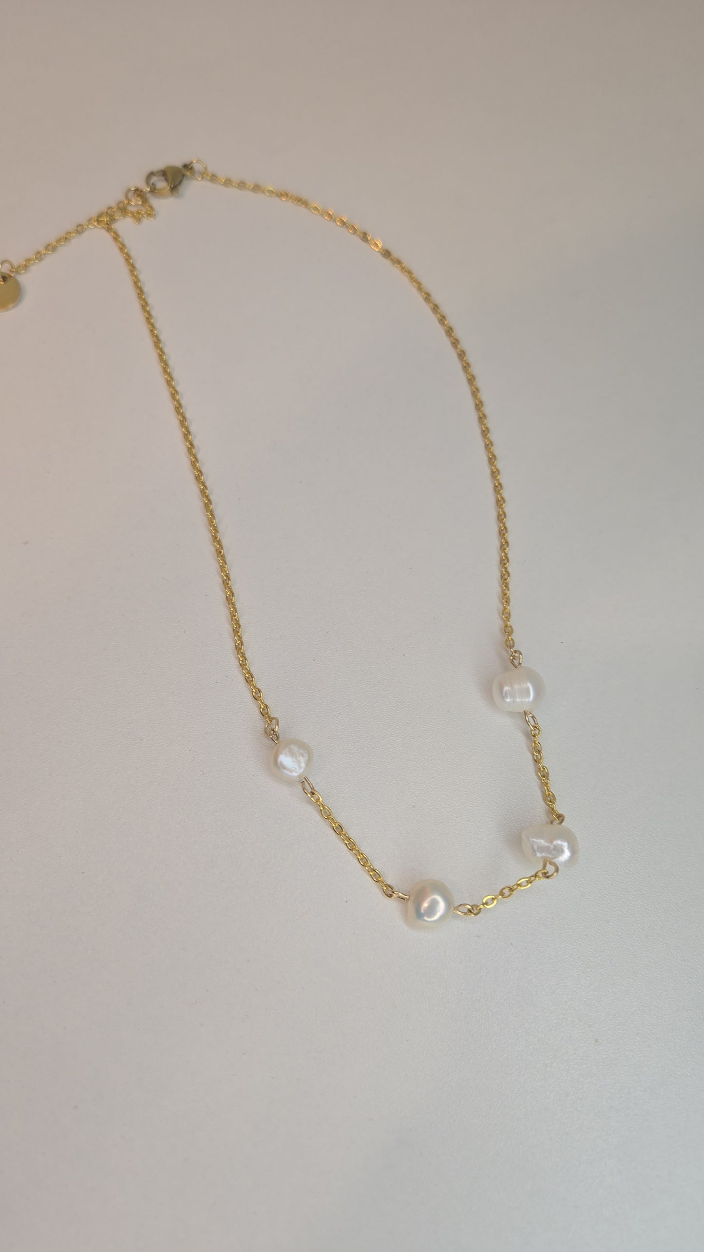 Golden Pearl Chain Necklace