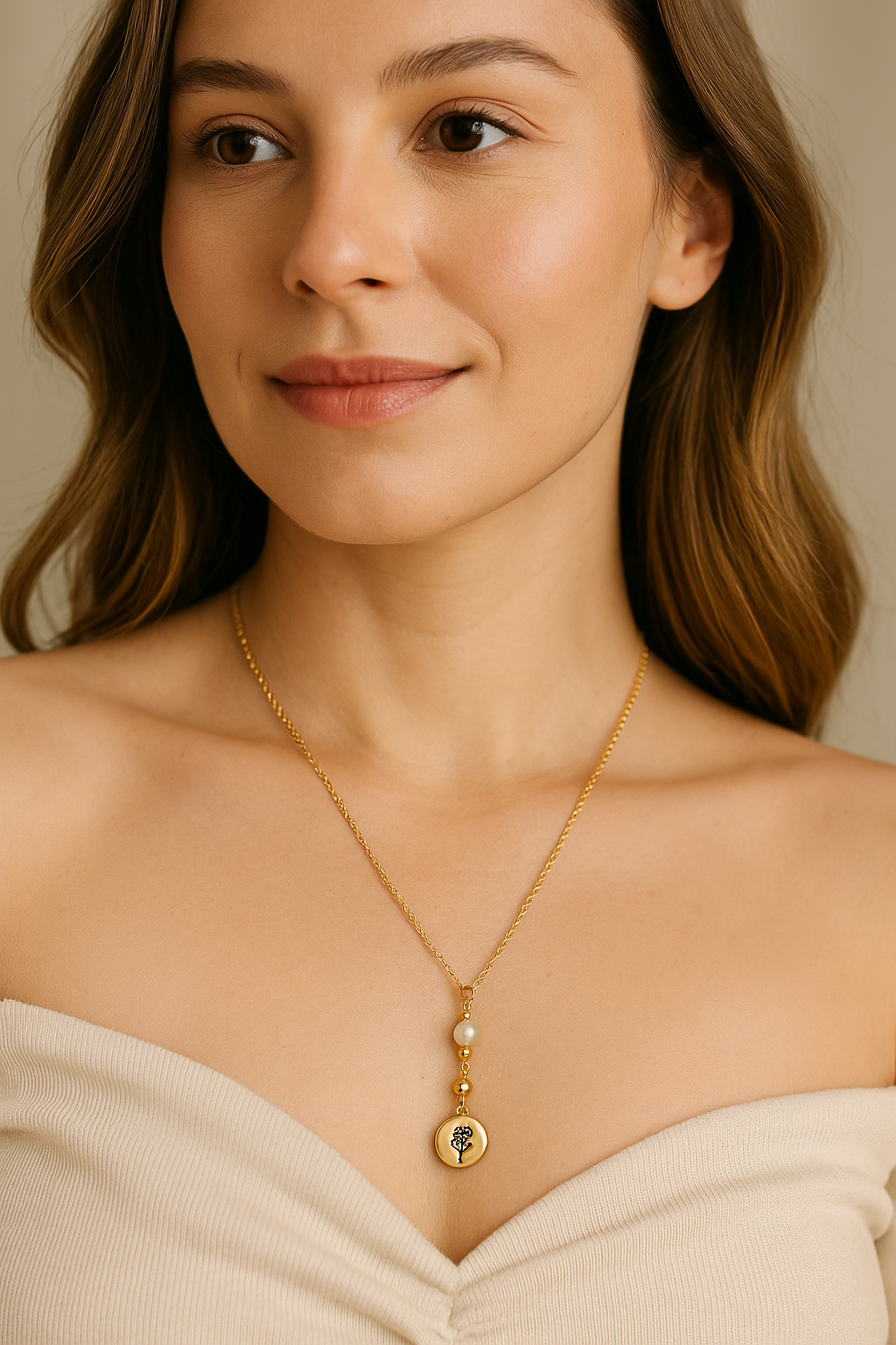 Golden Bloom Necklace, gold-plated with an intricate floral design