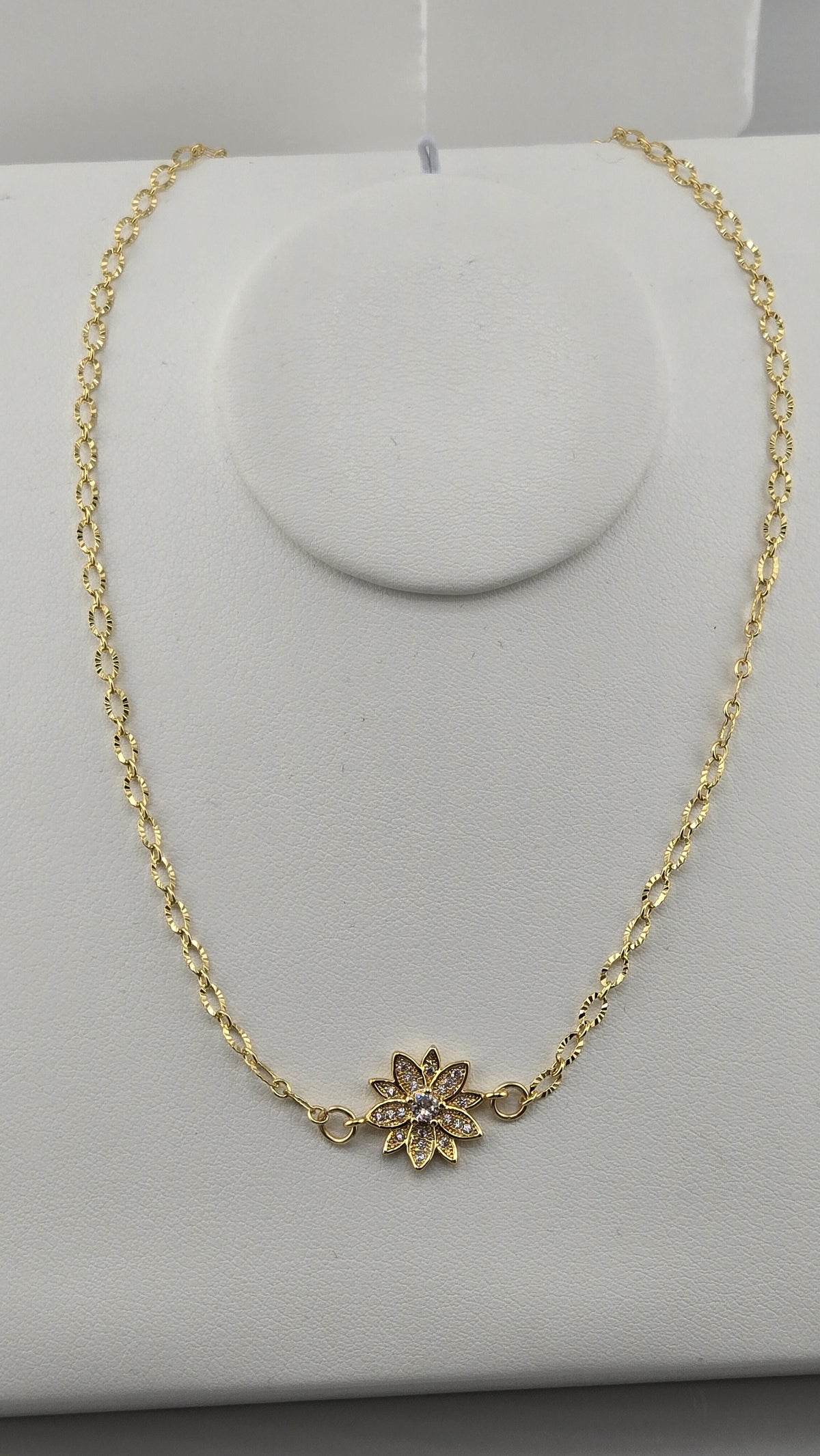 Full length of the Dahlia Gold-Filled Necklace