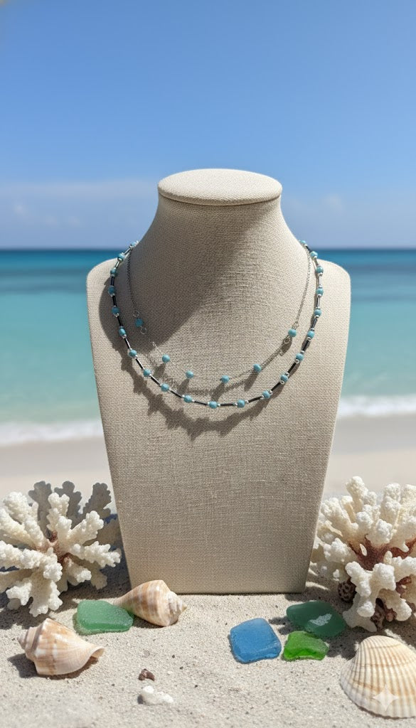 Calm Turquoise Necklace with Stainless Steel Chain