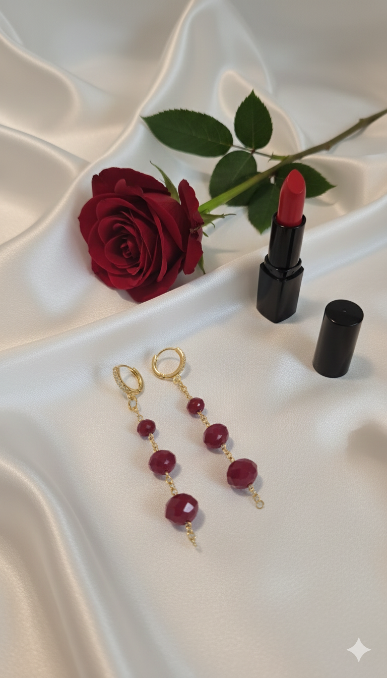 Ruby Drop Chain Earrings
