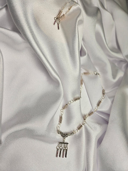 Heritage Drops Ornate Jewelry with silver-tone motifs and dangling chain details, view 3