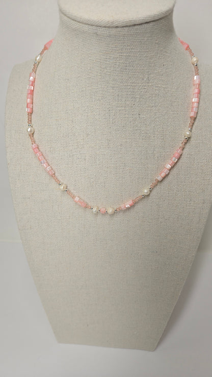 Blush Shell Pearl Necklace with luminous blush shell pearls, view 3