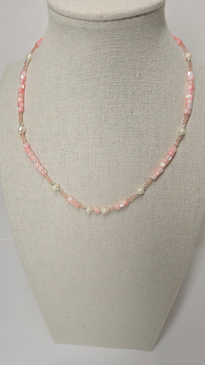 Blush Shell Pearl Necklace with luminous blush shell pearls, view 4