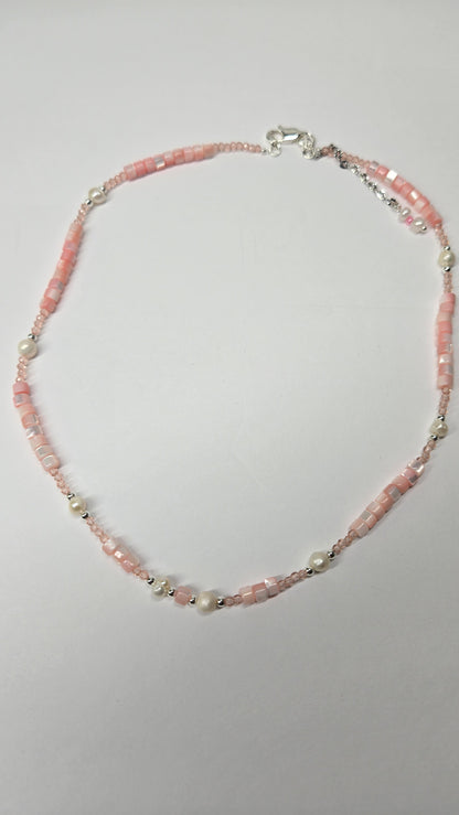 Blush Shell Pearl Necklace with luminous blush shell pearls, view 5