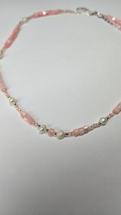 Blush Shell Pearl Necklace with luminous blush shell pearls, view 6