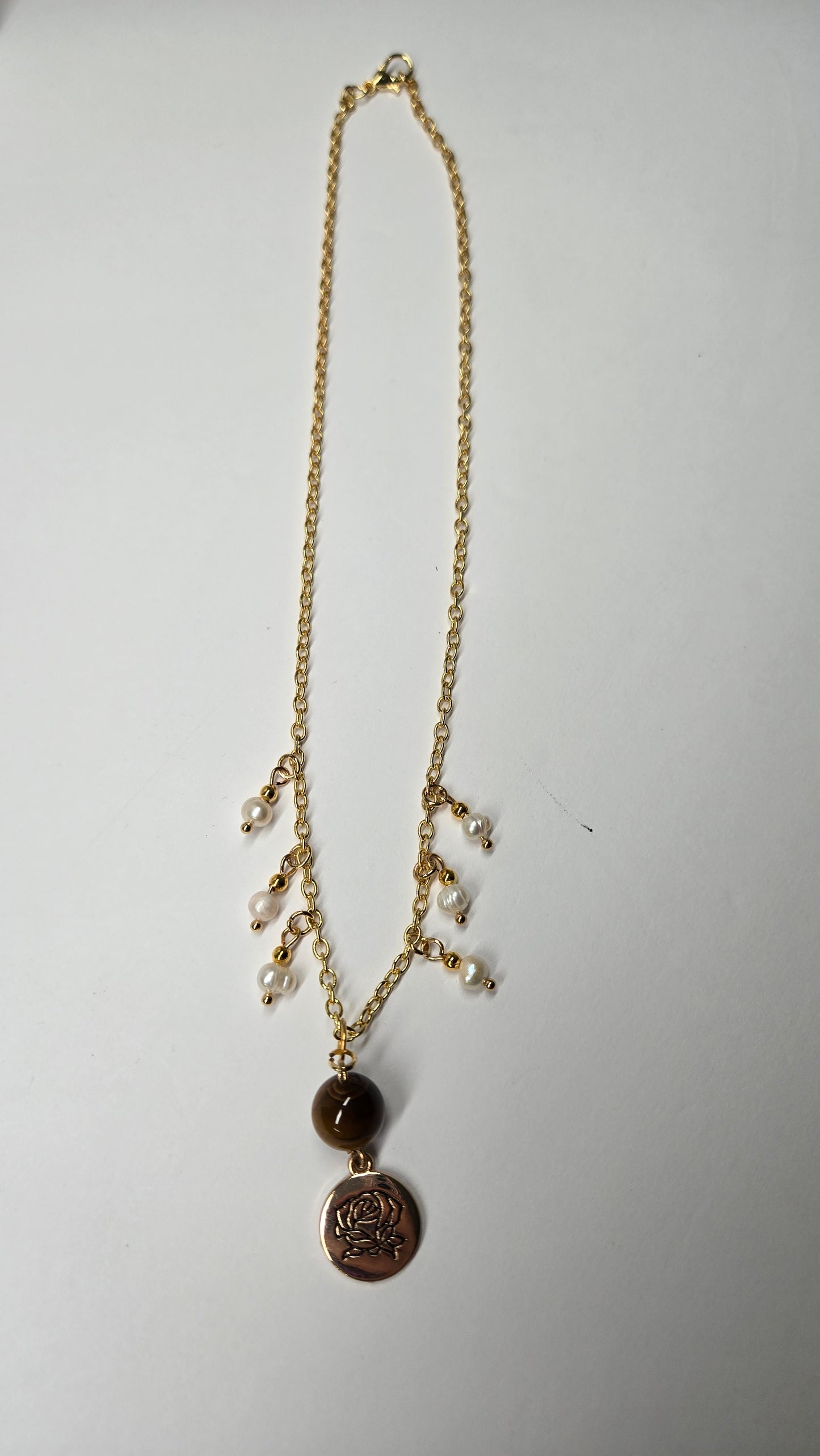 Golden Rose Pearl Necklace 🌹✨