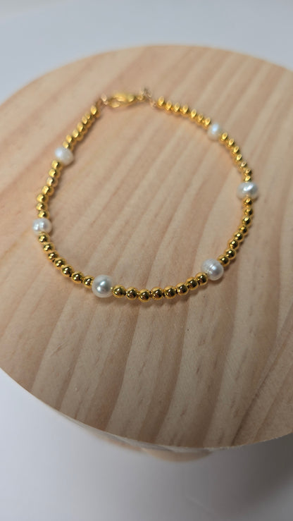 Ocean Night Bracelets Set of two with deep blue stones, pearls and gold-tone accents, view 10
