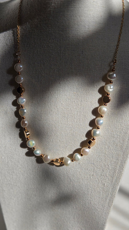 Touch of Elegance Necklace with pearls and gold-tone accents, view 2
