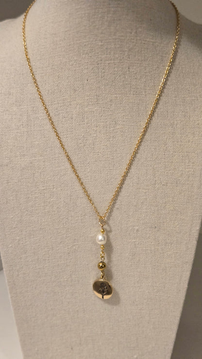 Golden Bloom Necklace, gold-plated with an intricate floral design, view 3