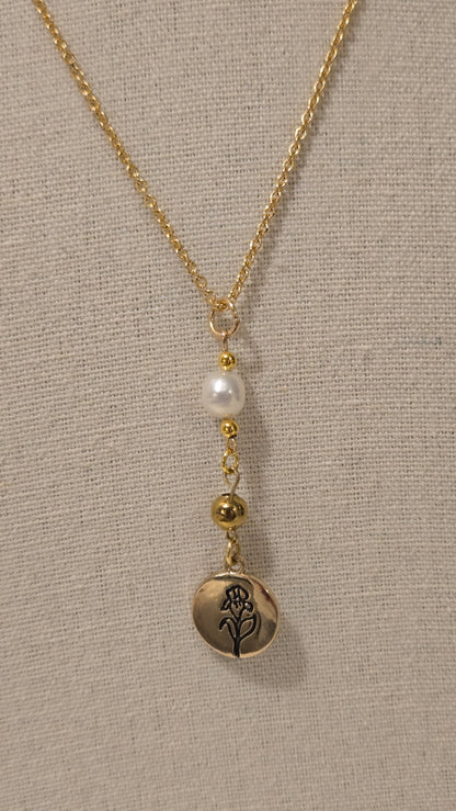 Golden Bloom Necklace, gold-plated with an intricate floral design, view 2