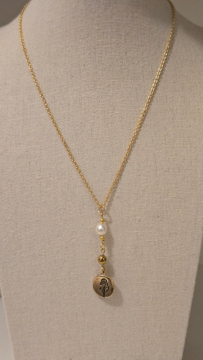 Golden Bloom Necklace, gold-plated with an intricate floral design, view 5
