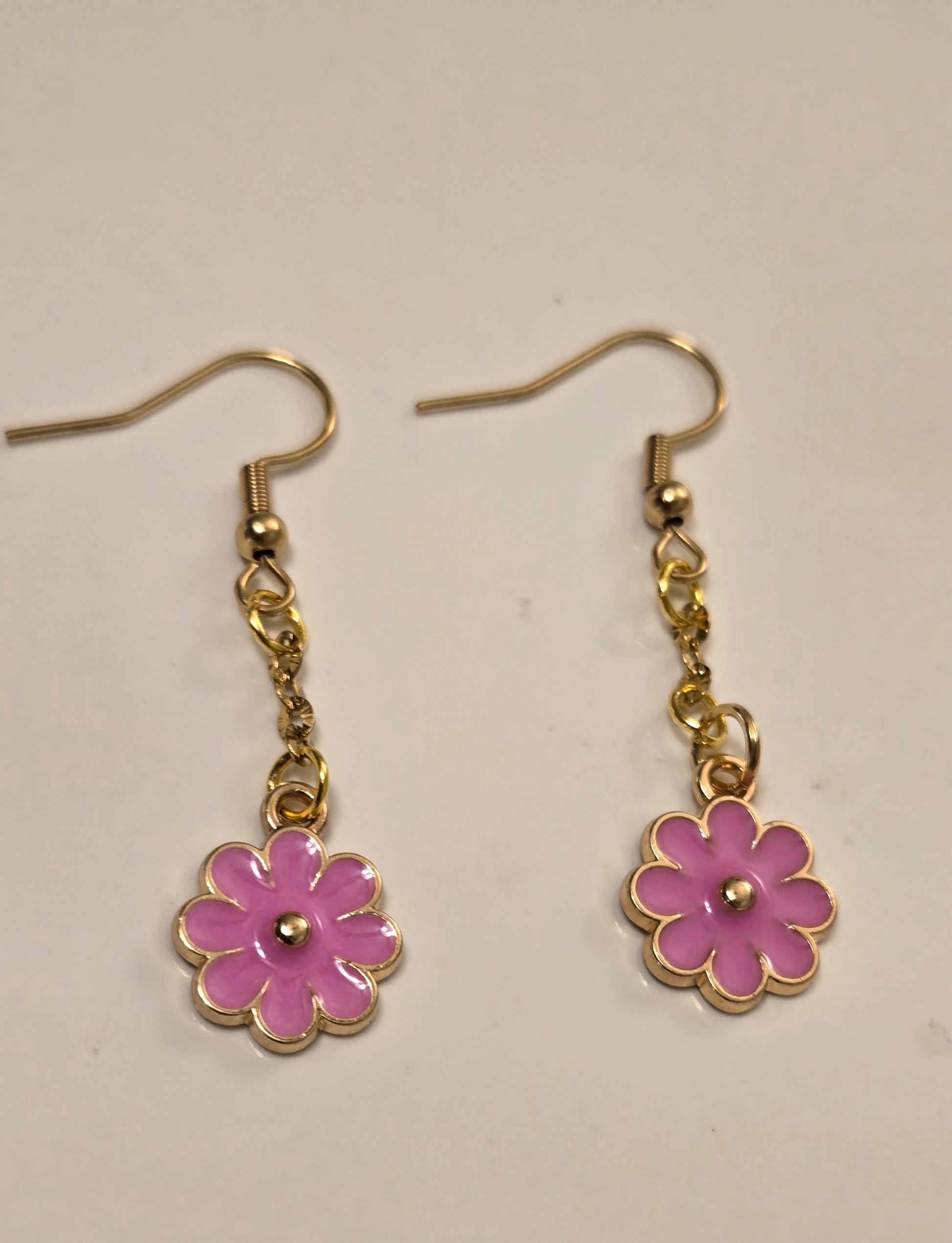 Pink Blossom Earrings displayed in natural light