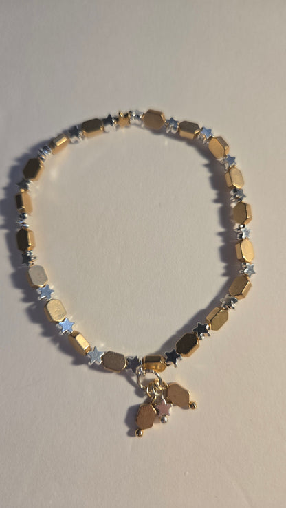 Star Whisper Bracelet in gold-tone and silver-tone with tiny stars, view 3