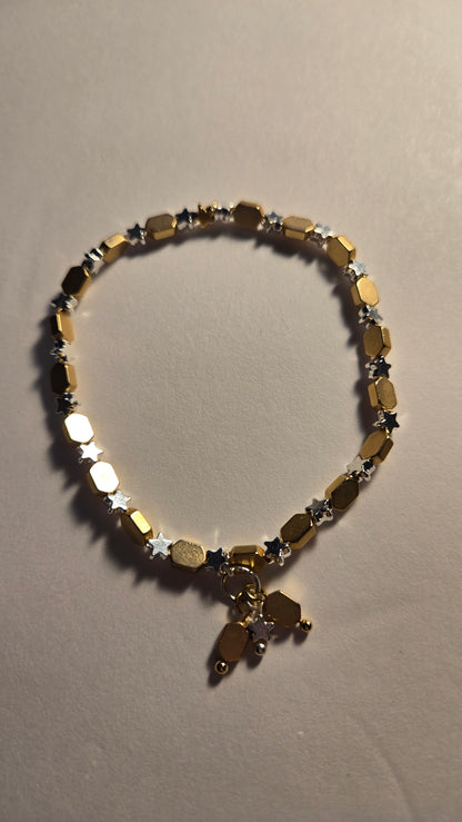 Star Whisper Bracelet in gold-tone and silver-tone with tiny stars, view 2