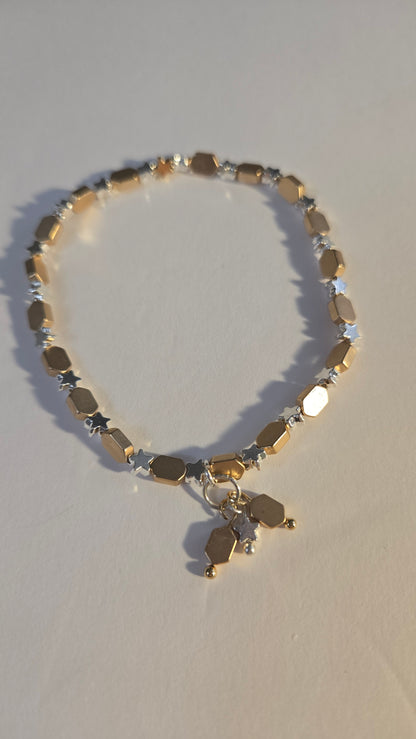 Star Whisper Bracelet in gold-tone and silver-tone with tiny stars, view 6