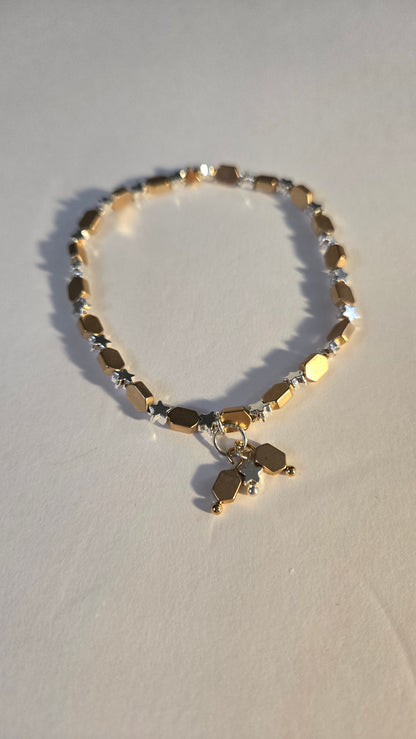 Star Whisper Bracelet in gold-tone and silver-tone with tiny stars, view 7