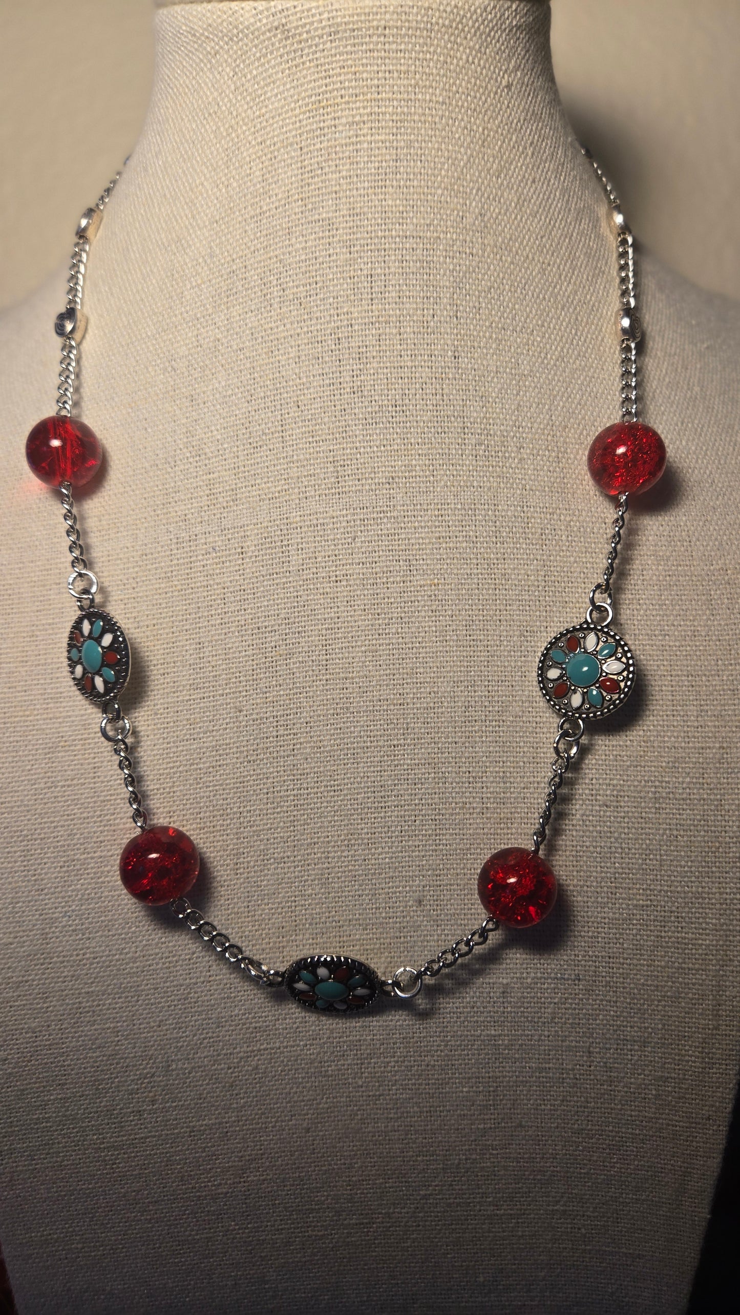 Turquoise & Red Ruby Classic Necklace