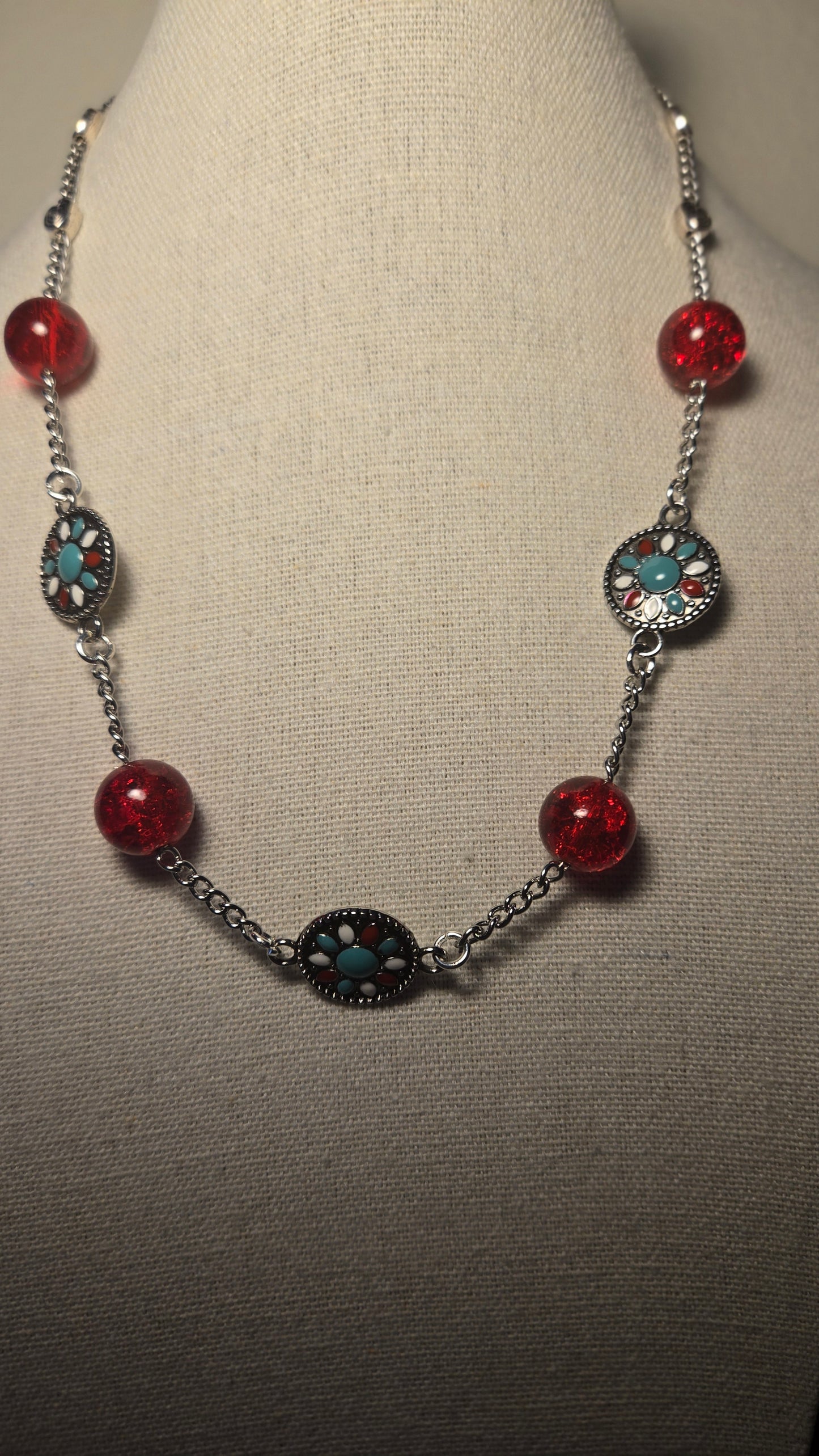 Turquoise & Red Ruby Classic Necklace