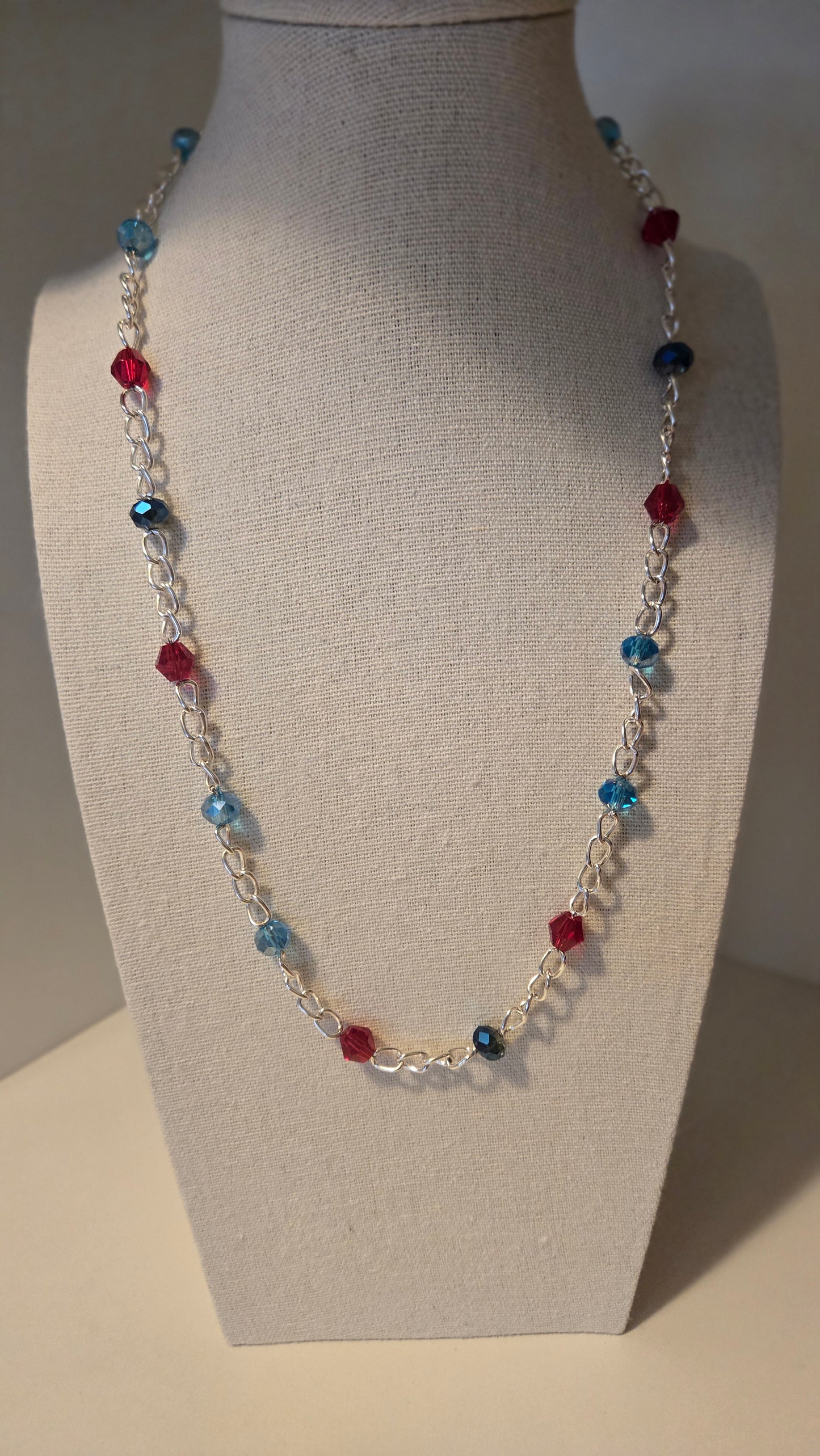 Dual Elegance Necklace in Blue & Red