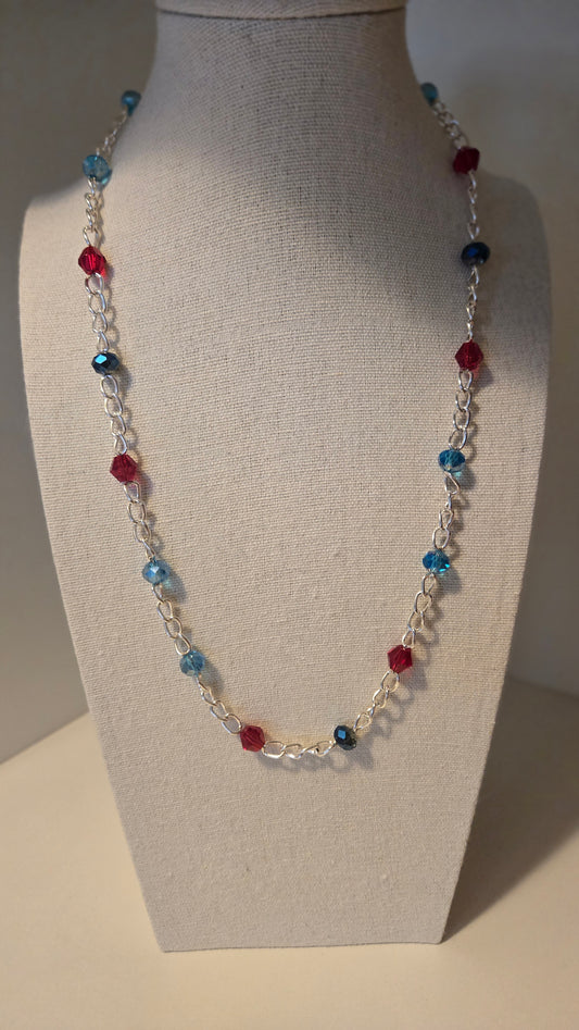 Dual Elegance Necklace in Blue & Red