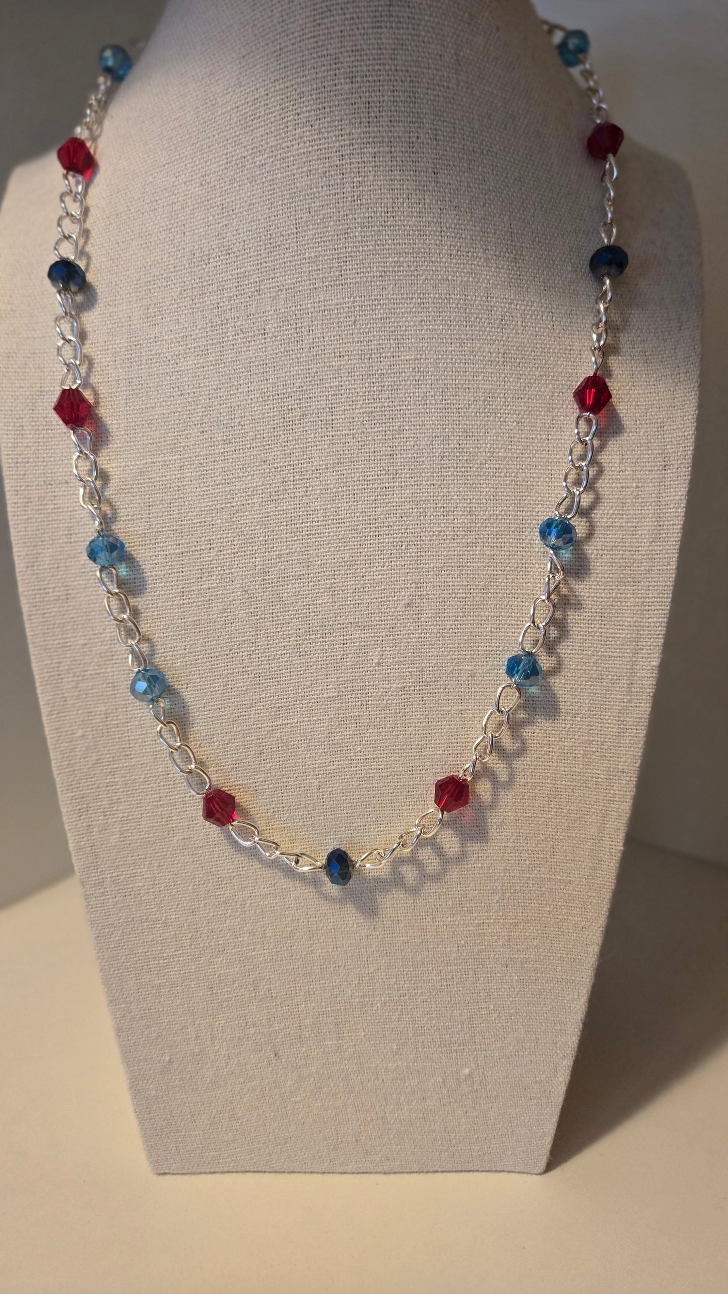 Dual Elegance Necklace in Blue & Red