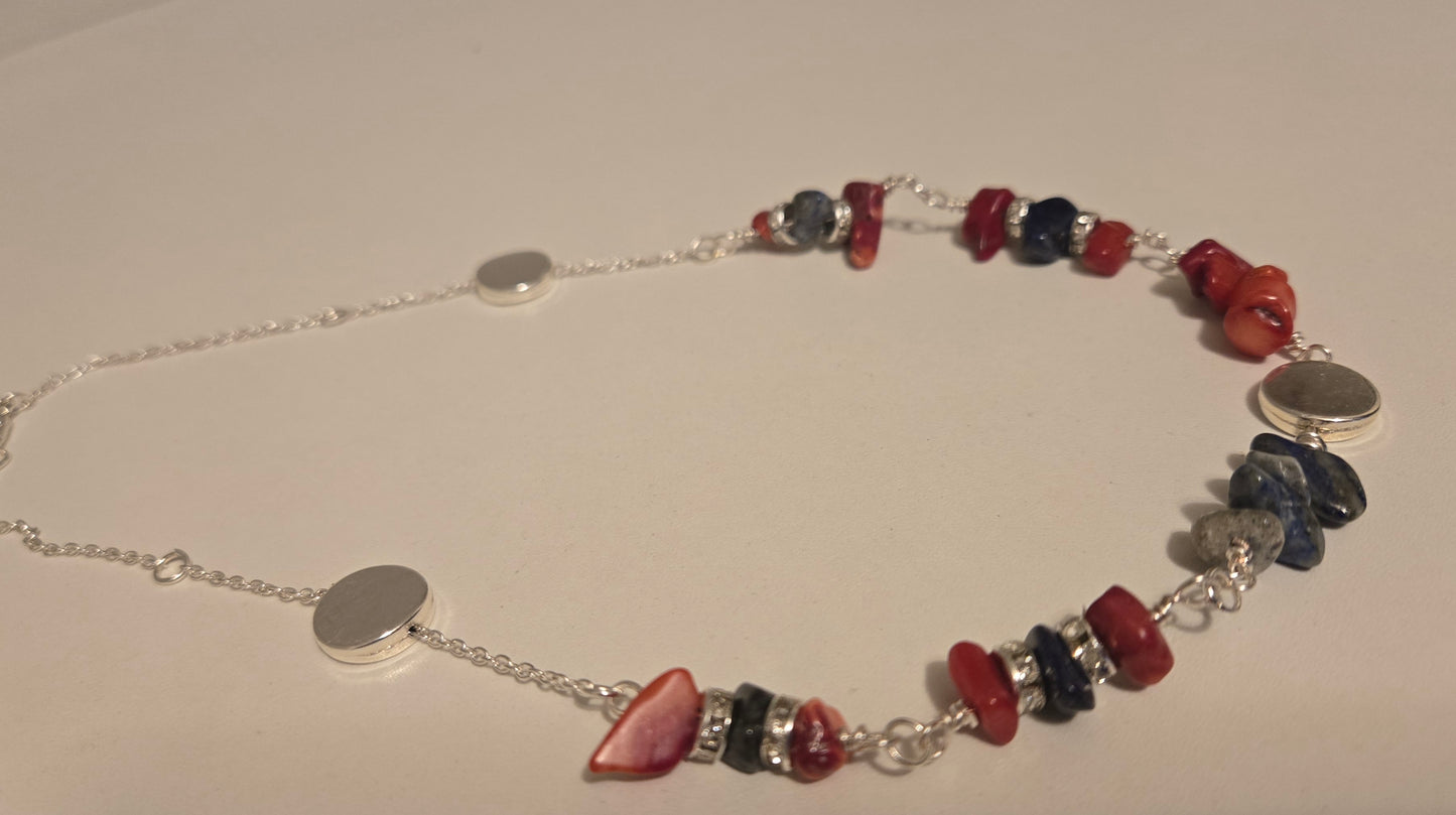 Navy Stone Chain Necklace