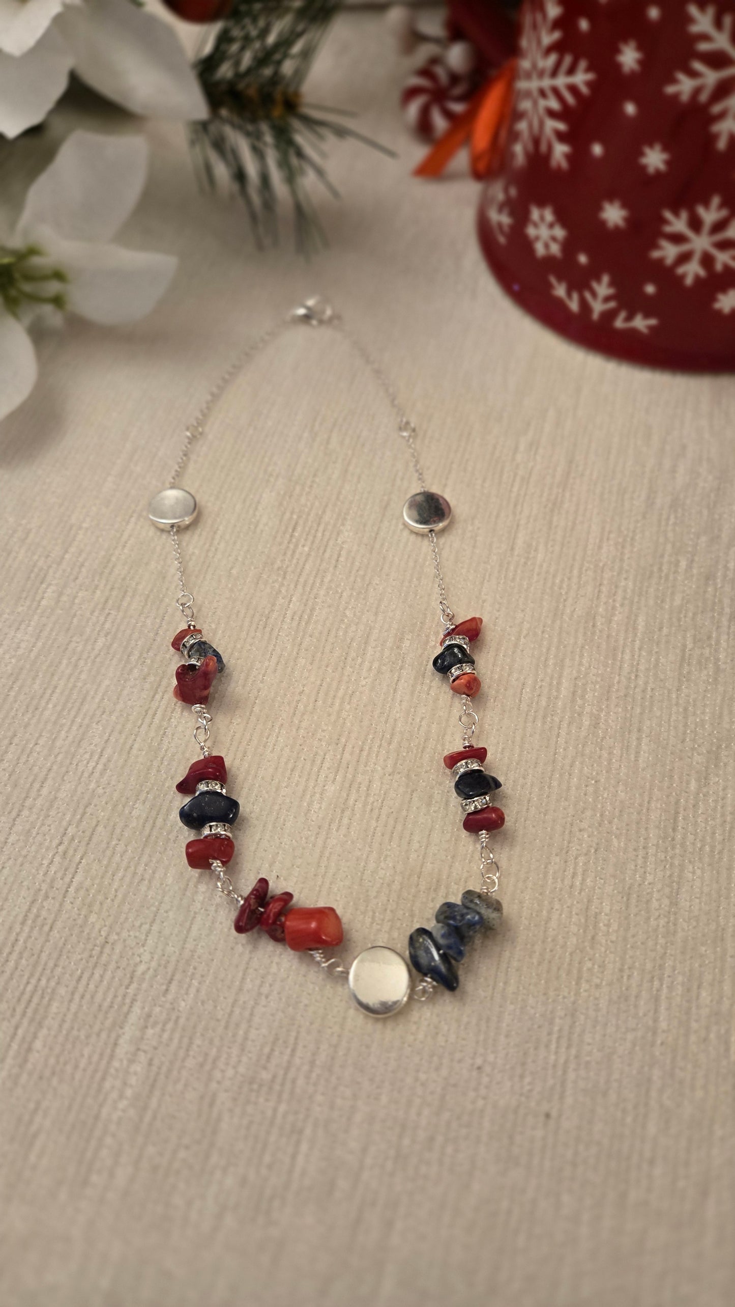 Navy Stone Chain Necklace