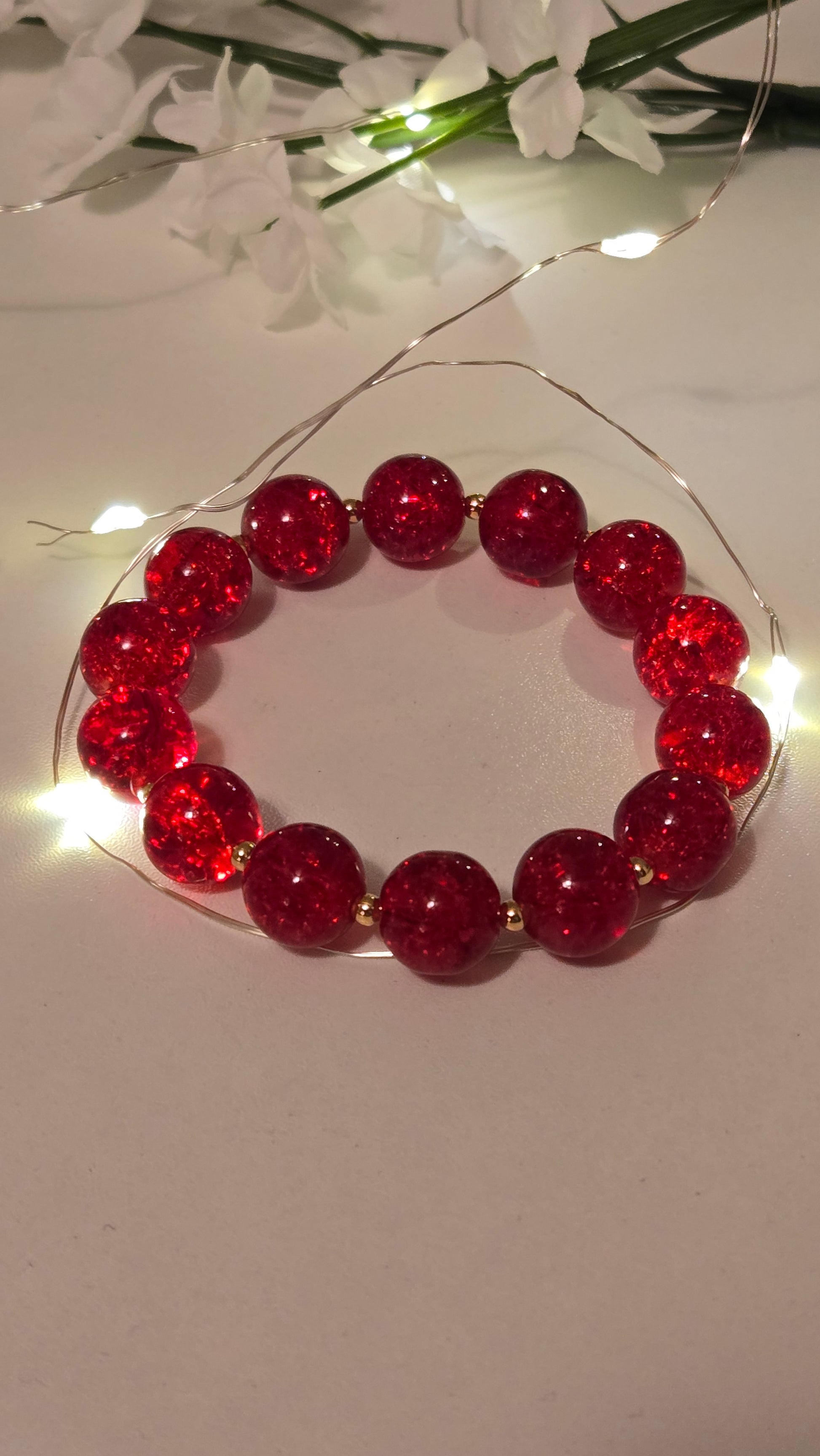 Close-up of the Ruby Glow Bracelet showcasing its vibrant gemstones