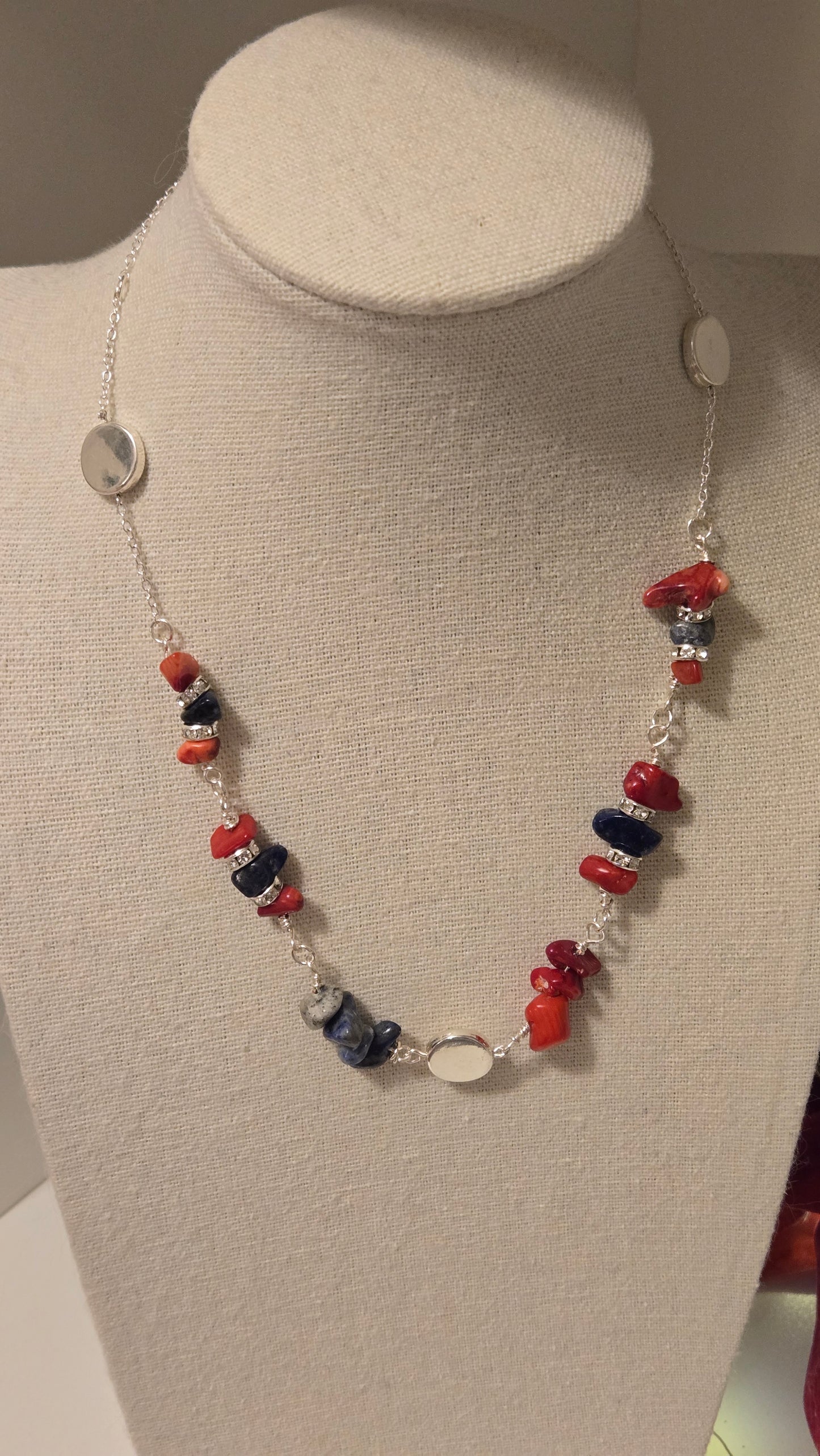 Navy Stone Chain Necklace