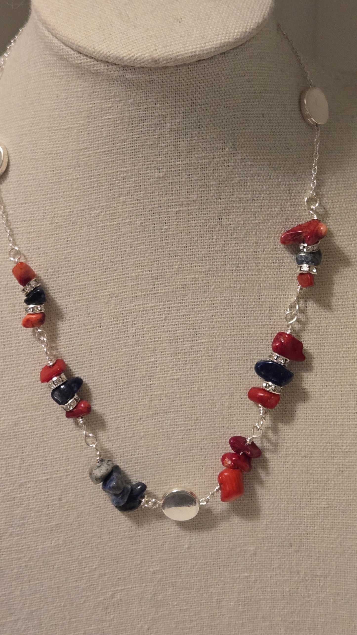 Navy Stone Chain Necklace