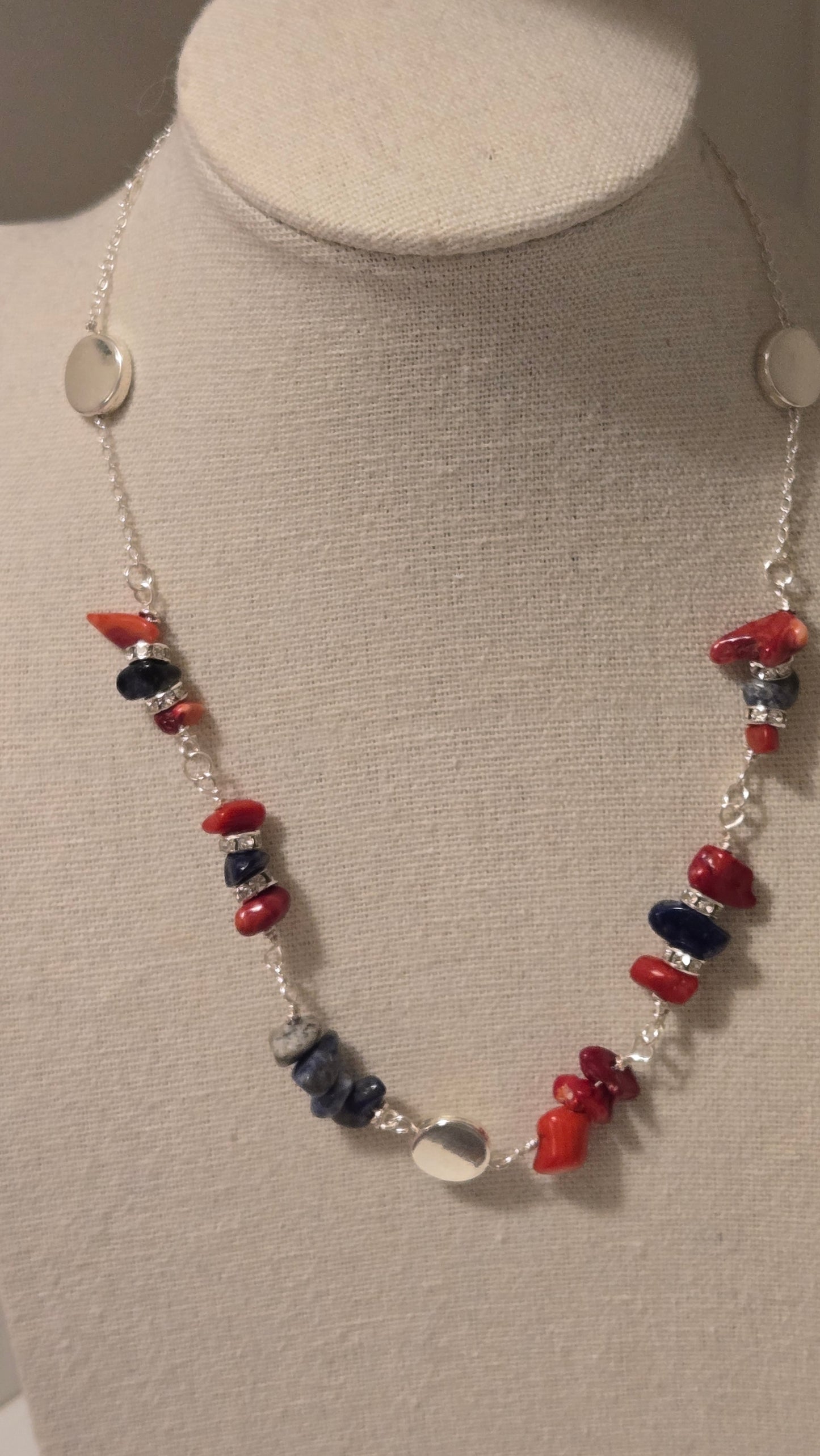 Navy Stone Chain Necklace