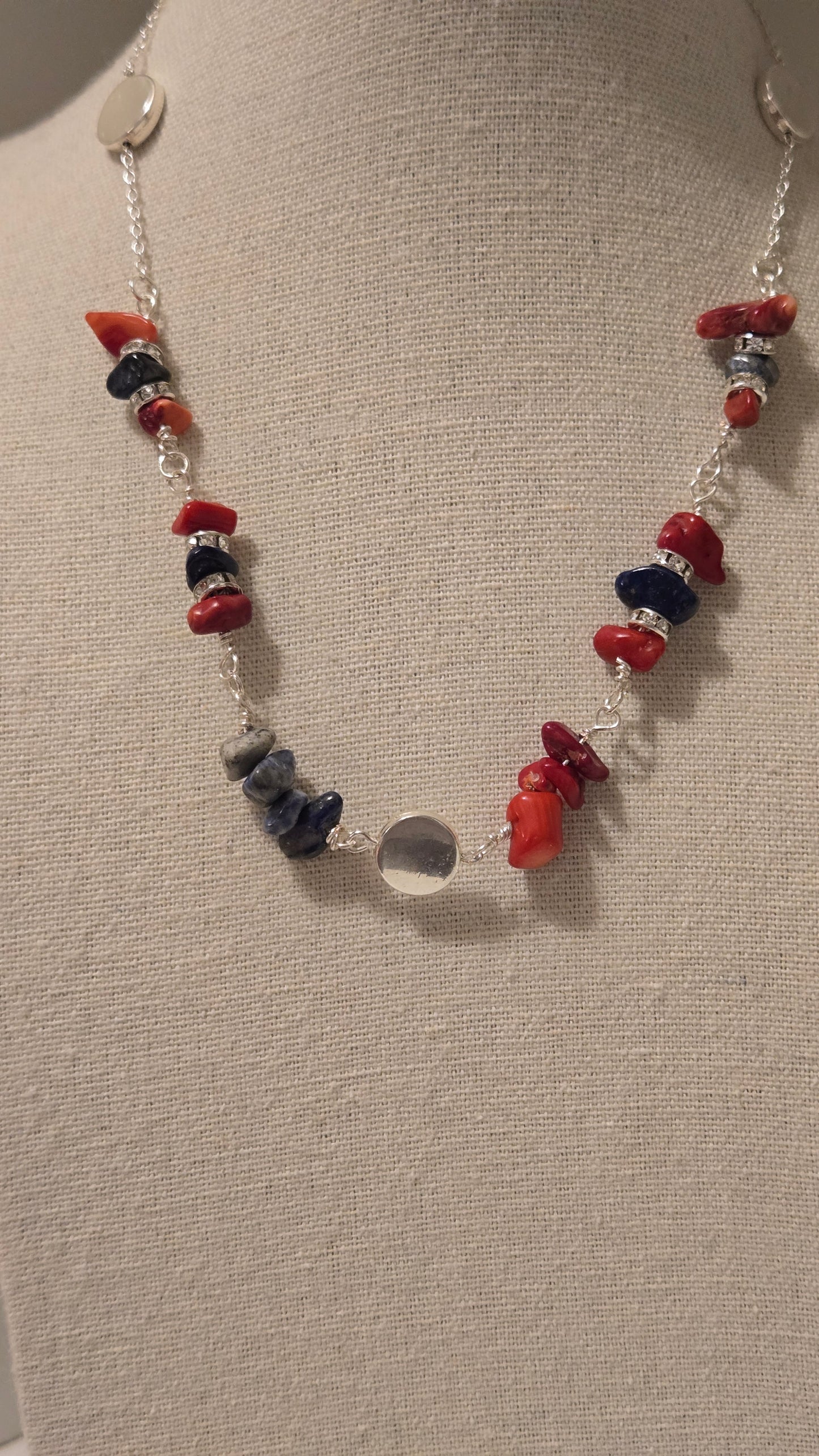 Navy Stone Chain Necklace
