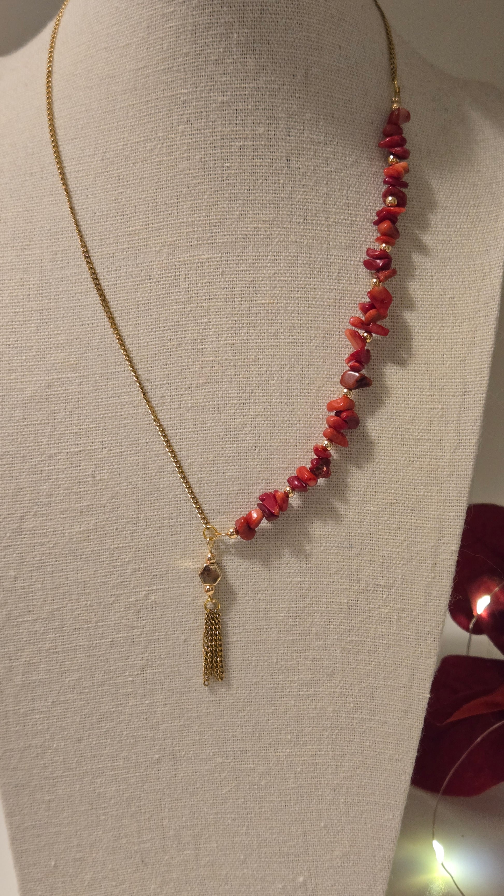 Unique Red Agate Necklace, perfect gift for her on display